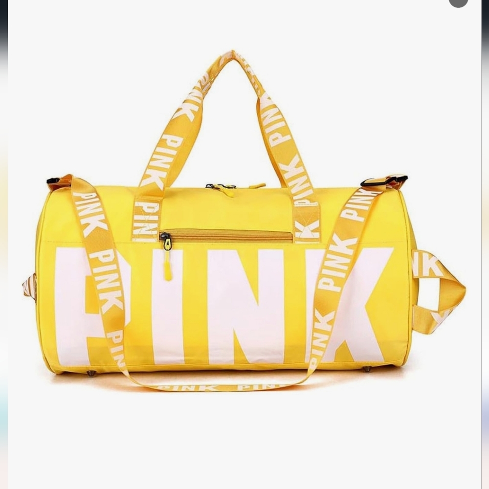 COPY - PINK Duffle Bag Yellow Not Branded Pink (Victoria Secret) Gym Bag, Overni